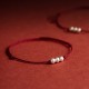 925 Sterling Silver Three Beads Protection String Anklet