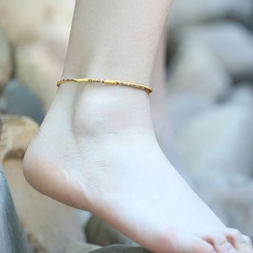 Handmade Gold Multicolored Rope Protection Braided Bracelet Anklet