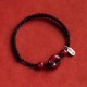 Handmade Cinnabar Peace Buckle Charm Blessing Bracelet Anklet