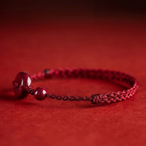Handmade Cinnabar Peace Buckle Charm Blessing Bracelet Anklet