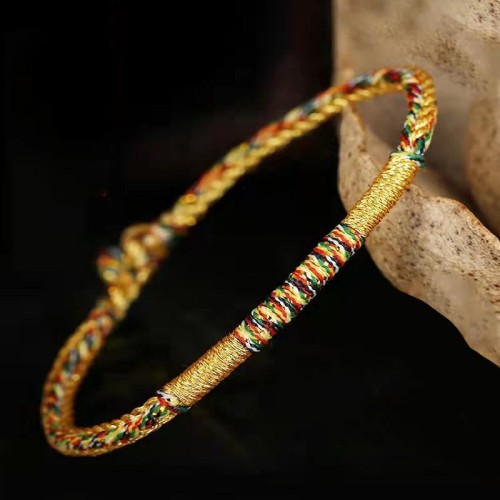 Handmade Gold Multicolored Rope Protection Braided Bracelet Anklet