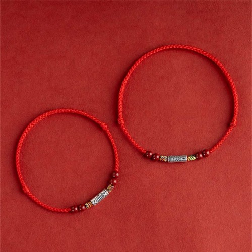 925 Sterling Silver Koi Fish Cinnabar Wealth Bracelet Anklet