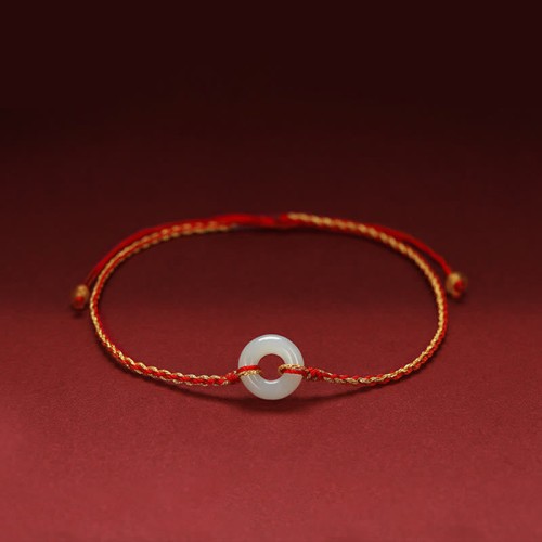 Round Peace Buckle Jade Luck Abundance Bracelet Anklet