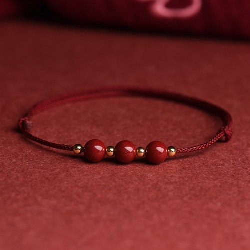 Natural Lucky Cinnabar Bead Blessing Bracelet Anklet