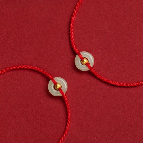 999 Gold Bead Peace Buckle Hetian Jade Bracelet Anklet
