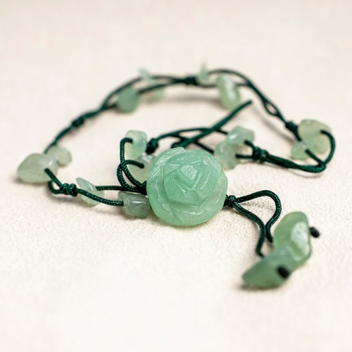 Amethyst Pink Crystal Green Aventurine Peace Anklet