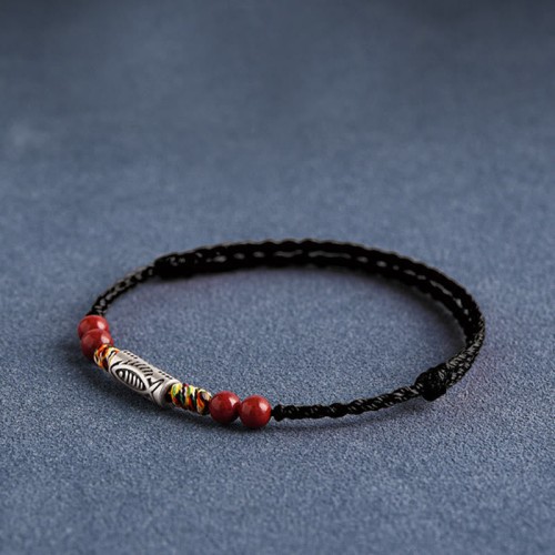 925 Sterling Silver Koi Fish Cinnabar Wealth Bracelet Anklet