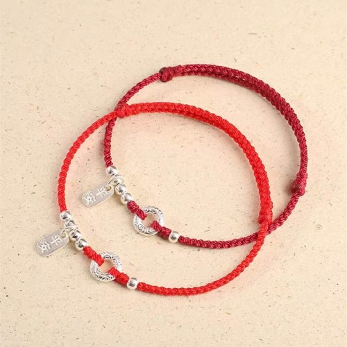 925 Sterling Silver Auspicious Clouds Peace Buckle Bracelet Anklet