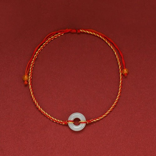 Round Peace Buckle Jade Luck Abundance Bracelet Anklet