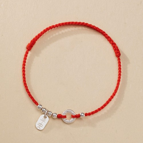 925 Sterling Silver Auspicious Clouds Peace Buckle Bracelet Anklet