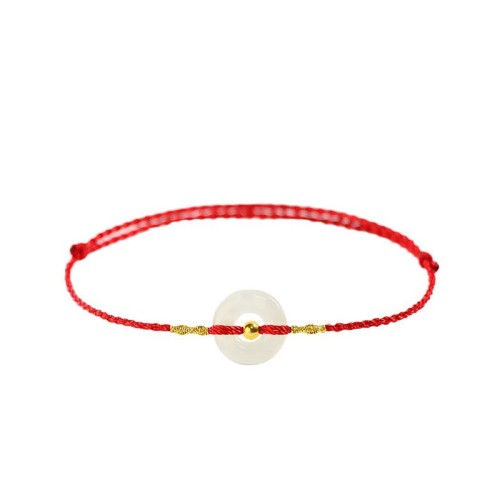 999 Gold Bead Peace Buckle Hetian Jade Bracelet Anklet