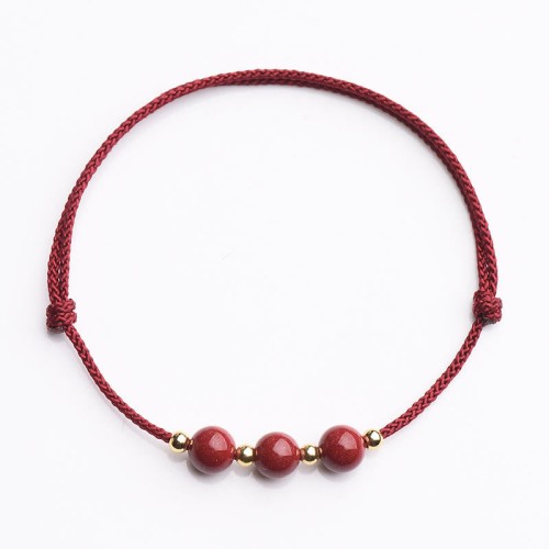 Natural Lucky Cinnabar Bead Blessing Bracelet Anklet