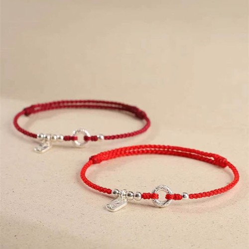 925 Sterling Silver Auspicious Clouds Peace Buckle Bracelet Anklet
