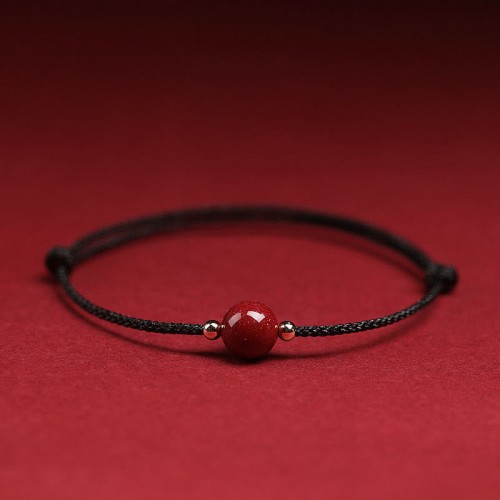 Natural Lucky Cinnabar Bead Blessing Bracelet Anklet
