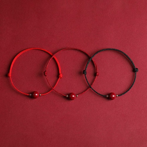 Natural Lucky Cinnabar Bead Blessing Bracelet Anklet