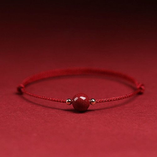 Natural Lucky Cinnabar Bead Blessing Bracelet Anklet