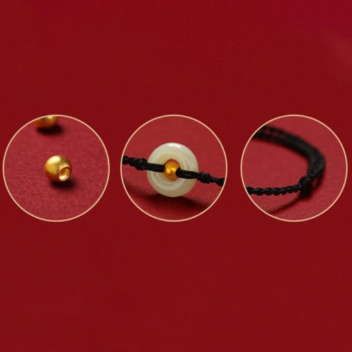 999 Gold Bead Peace Buckle Hetian Jade Bracelet Anklet