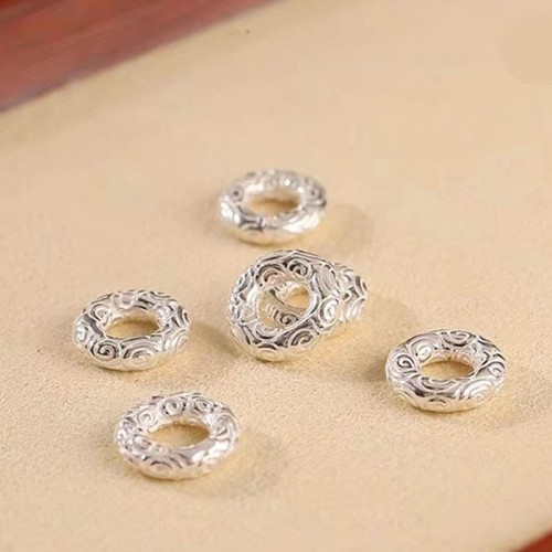 925 Sterling Silver Auspicious Clouds Peace Buckle Bracelet Anklet
