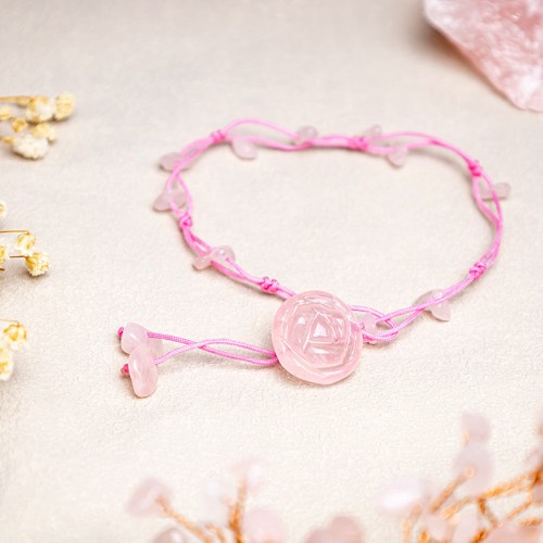Amethyst Pink Crystal Green Aventurine Peace Anklet