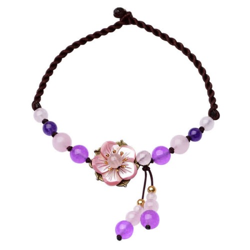 Natural Amethyst Rose Quartz Lucky Healing Anklet