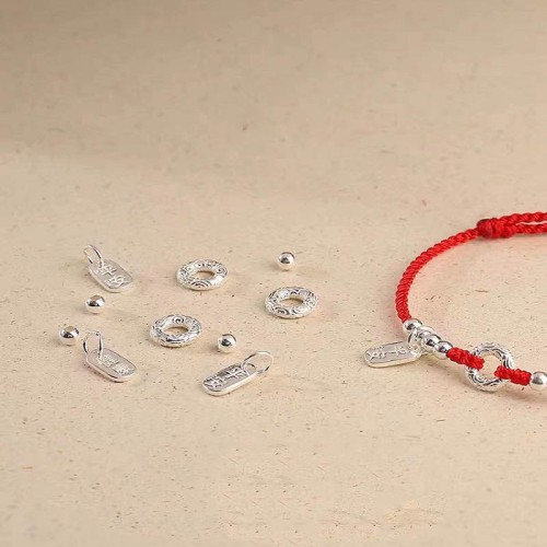 925 Sterling Silver Auspicious Clouds Peace Buckle Bracelet Anklet