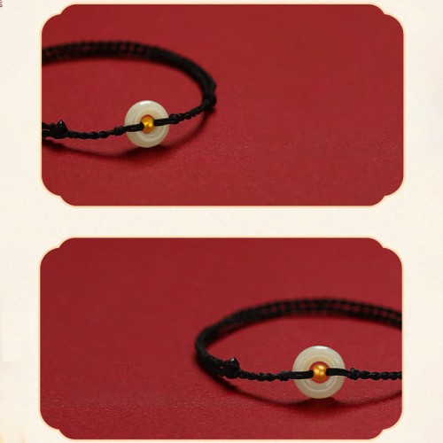 999 Gold Bead Peace Buckle Hetian Jade Bracelet Anklet