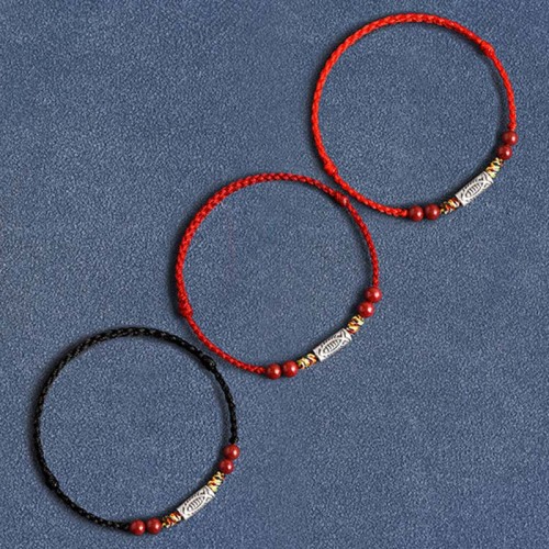 925 Sterling Silver Koi Fish Cinnabar Wealth Bracelet Anklet