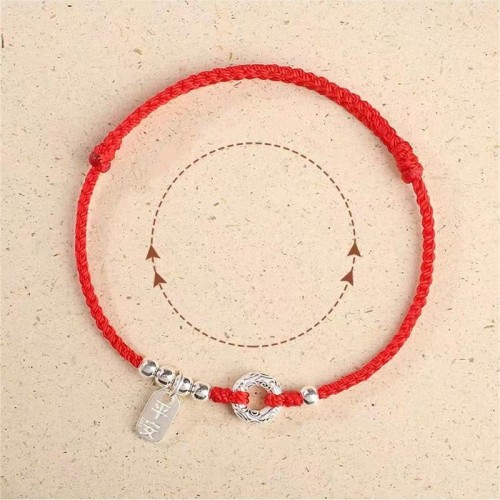925 Sterling Silver Auspicious Clouds Peace Buckle Bracelet Anklet
