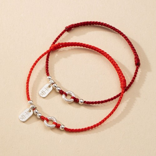 925 Sterling Silver Auspicious Clouds Peace Buckle Bracelet Anklet