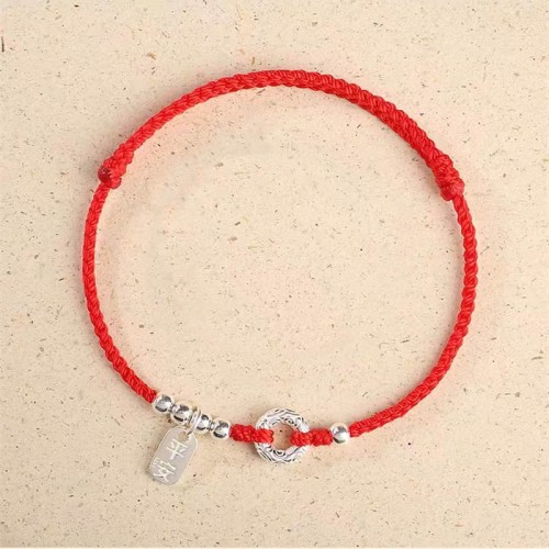925 Sterling Silver Auspicious Clouds Peace Buckle Bracelet Anklet