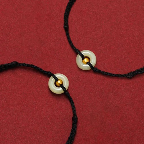 999 Gold Bead Peace Buckle Hetian Jade Bracelet Anklet