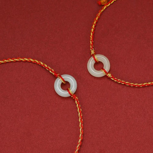 Round Peace Buckle Jade Luck Abundance Bracelet Anklet