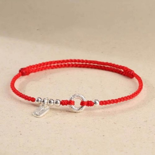 925 Sterling Silver Auspicious Clouds Peace Buckle Bracelet Anklet