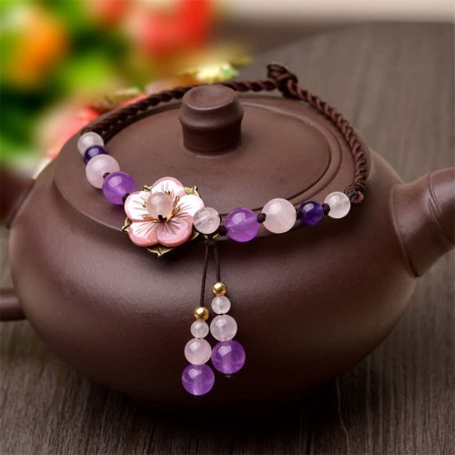 Natural Amethyst Rose Quartz Lucky Healing Anklet