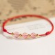 Strawberry Crystal Beads Luck Red String Anklet Strawberry Crystal Beads Luck Red String Anklet