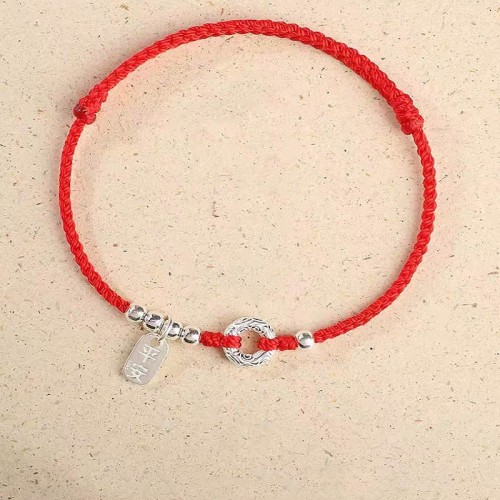 925 Sterling Silver Auspicious Clouds Peace Buckle Bracelet Anklet
