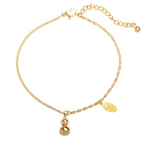 18k Gold Lucky Gourd Wealth Buckle Anklet