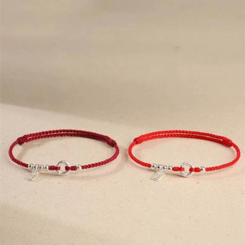 925 Sterling Silver Auspicious Clouds Peace Buckle Bracelet Anklet