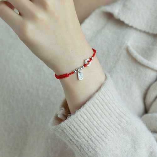 925 Sterling Silver Auspicious Clouds Peace Buckle Bracelet Anklet