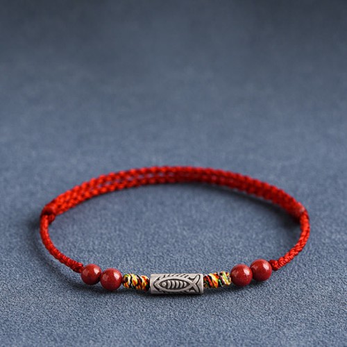 925 Sterling Silver Koi Fish Cinnabar Wealth Bracelet Anklet