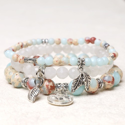 3PCS Natural Quartz Crystal Lotus Healing Bracelet 3PCS Natural Quartz Crystal Lotus Healing Bracelet