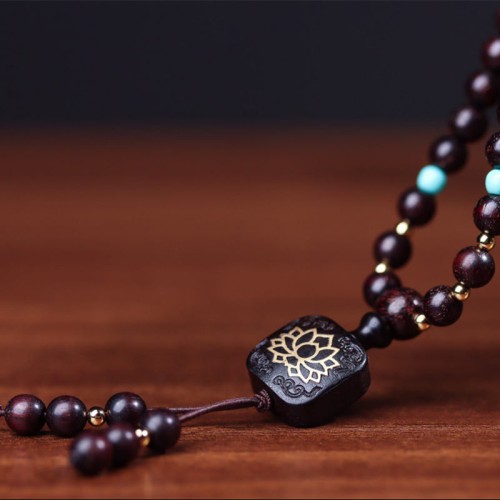 108 Mala Red Sandalwood Lotus Balance Bracelet