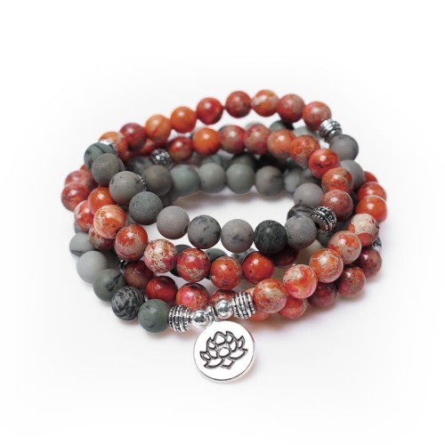 108 Mala Beads Sea Sediment Jasper Protection Bracelet