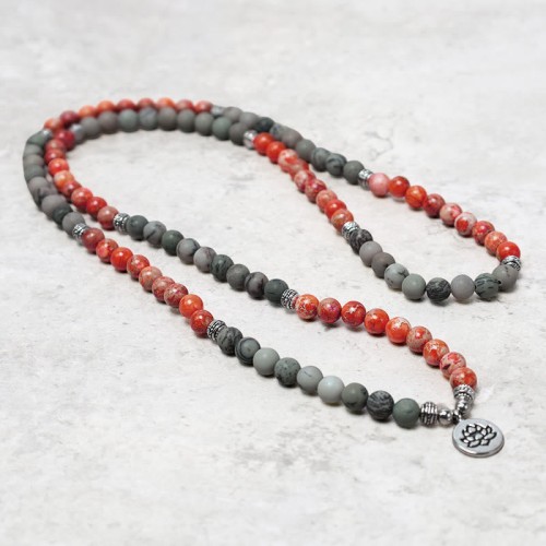 108 Mala Beads Sea Sediment Jasper Protection Bracelet