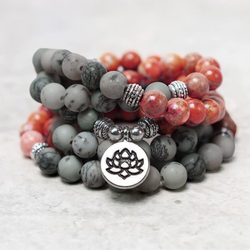 108 Mala Beads Sea Sediment Jasper Protection Bracelet