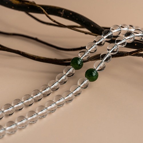 108 Beads White Crystal Jade Meditation Bracelet
