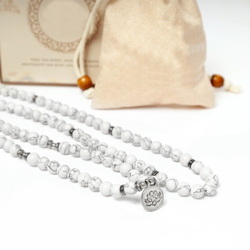 White Turquoise Lotus Healing Bracelet White Turquoise Lotus Healing Bracelet