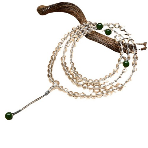 108 Beads White Crystal Jade Meditation Bracelet