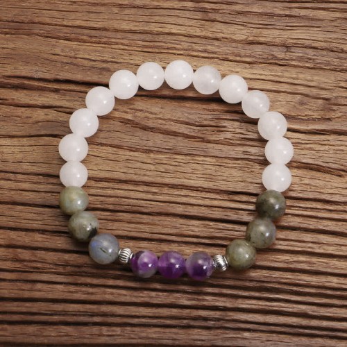 108 Beads White Agate Amethyst Protection Bracelet 108 Beads White Agate Amethyst Protection Bracelet