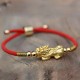 24K Gold-Plated PiXiu Luck Red String Bracelet